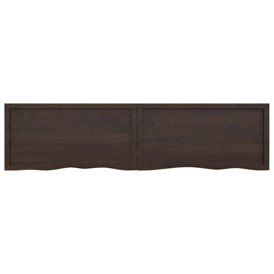 Tafelblad 200X50X(2-6)Cm Behandeld Eikenhout Donkerbruin Donkergrijs 200 x 50 x 6 cm