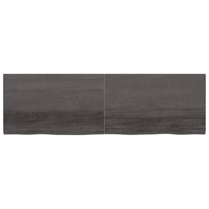 Tafelblad 200X60X(2-4)Cm Behandeld Eikenhout Donkerbruin Donkergrijs 200 x 60 x 4 cm