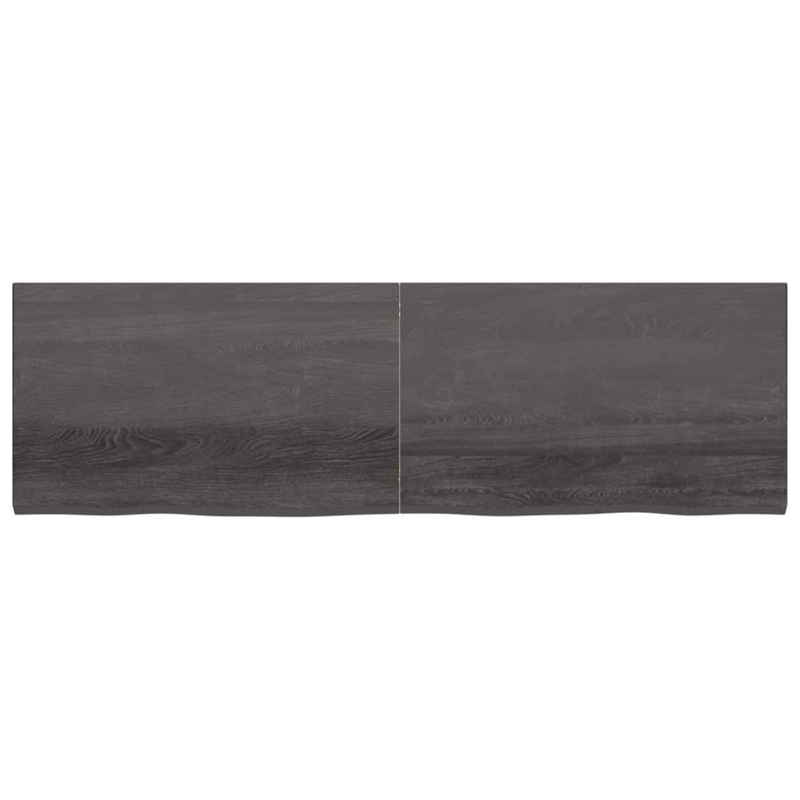 Tafelblad 200X60X(2-4)Cm Behandeld Eikenhout Donkerbruin Donkergrijs 200 x 60 x 4 cm