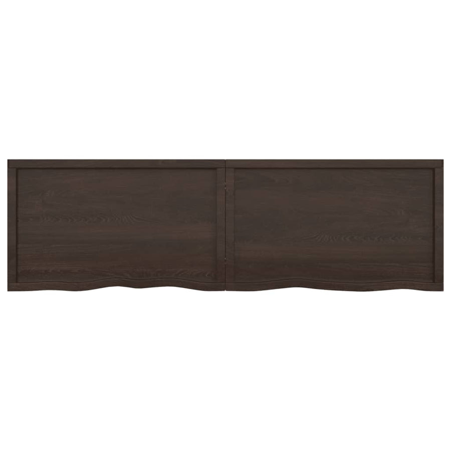 Tafelblad 200X60X(2-4)Cm Behandeld Eikenhout Donkerbruin Donkergrijs 200 x 60 x 4 cm