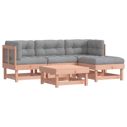 -Delige Loungeset Met Kussens Massief Douglashout Natuurlijk douglashout