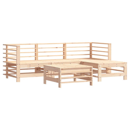 -Delige Loungeset Met Kussens Massief Hout Natuurlijk grenenhout