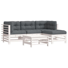 -Delige Loungeset Met Kussens Massief Hout Wit Wit grenenhout