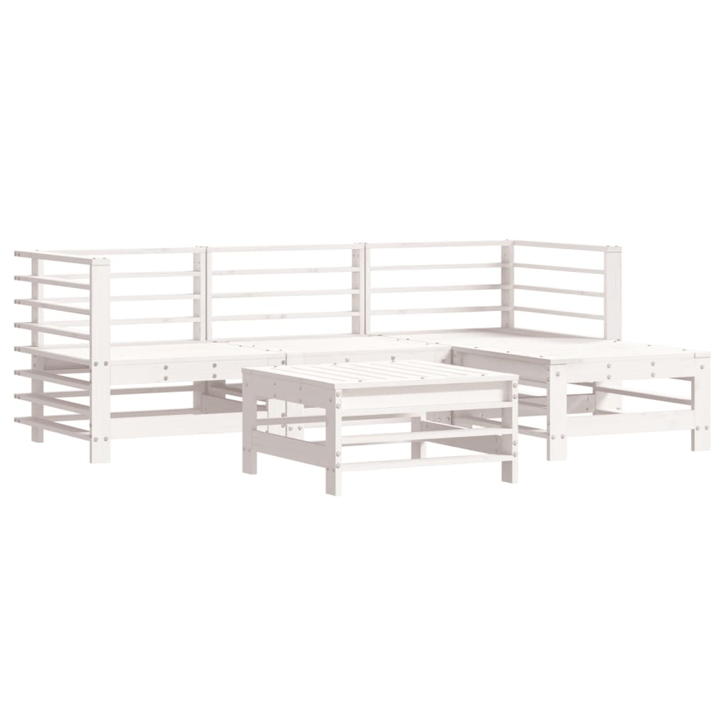 -Delige Loungeset Met Kussens Massief Hout Wit Wit grenenhout