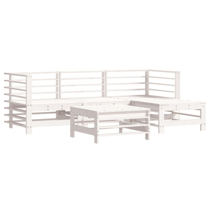 -Delige Loungeset Met Kussens Massief Hout Wit Wit grenenhout