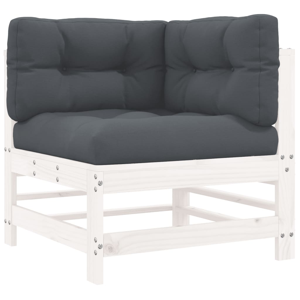 -Delige Loungeset Met Kussens Massief Hout Wit Wit grenenhout