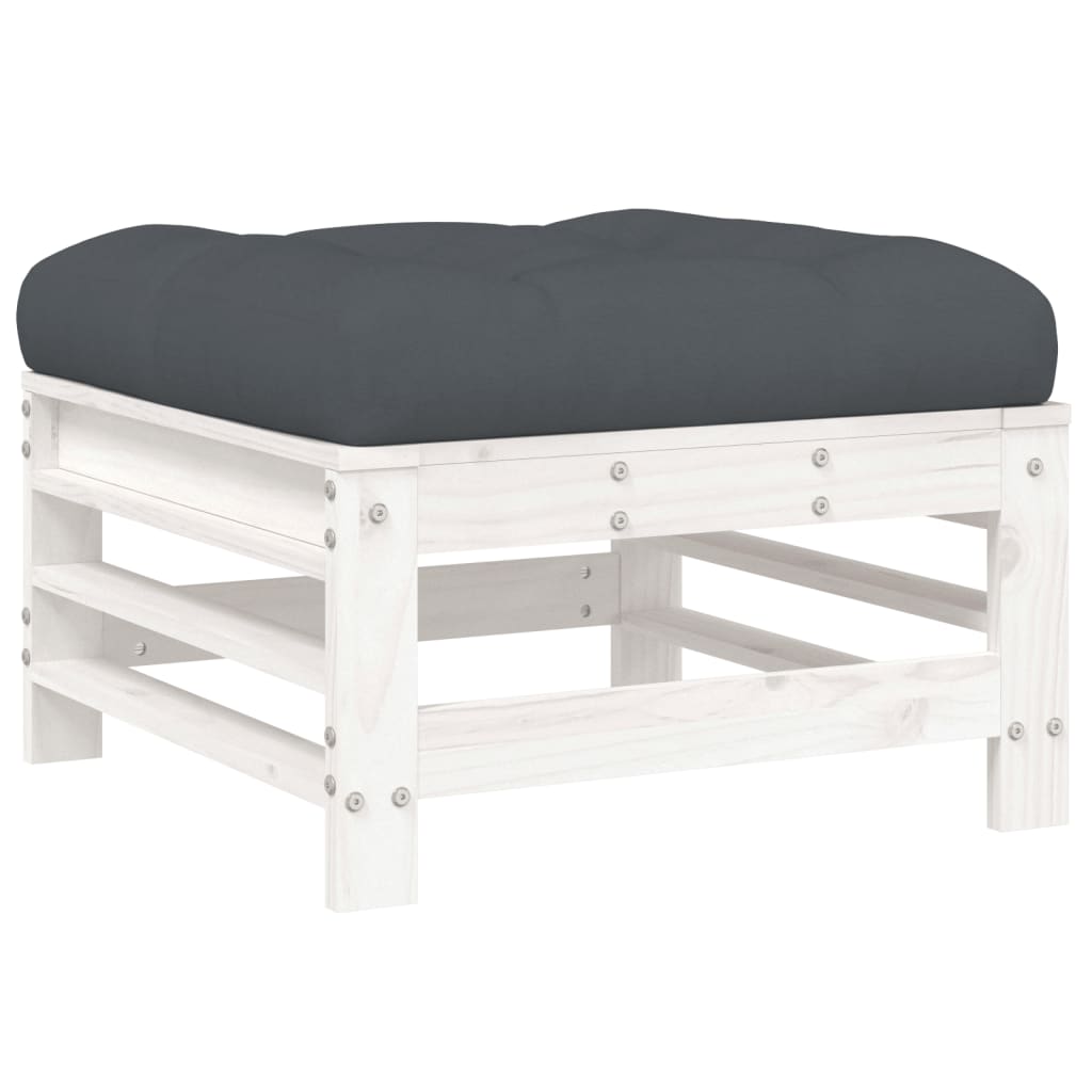 -Delige Loungeset Met Kussens Massief Hout Wit Wit grenenhout