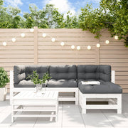 Loungeset 5-delig massief grenenhout wit