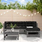 Loungeset 5-delig massief grenenhout grijs