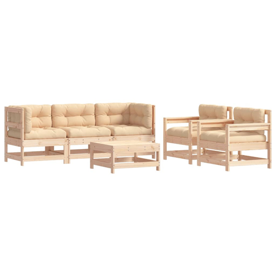 Loungeset Met Kussens Massief Hout Natuurlijk grenenhout