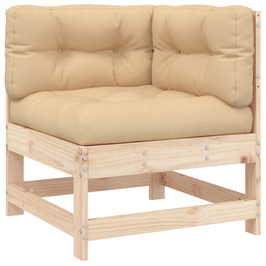 Loungeset Met Kussens Massief Hout Natuurlijk grenenhout