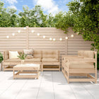 Lounge Set with Cushions Solid Natural Pine Wood