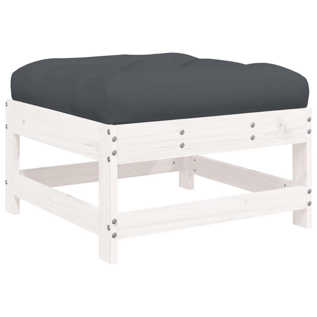 Loungeset Met Kussens Massief Hout Wit Wit grenenhout