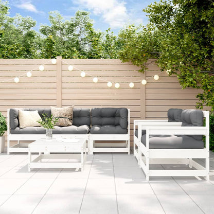 Loungeset Met Kussens Massief Hout Wit Wit grenenhout