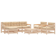 -Delige Loungeset Met Kussens Massief Teak Natuurlijk grenenhout