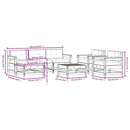 -Delige Loungeset Met Kussens Massief Teak Natuurlijk grenenhout