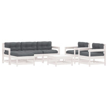 -Delige Loungeset Met Kussens Massief Hout Wit Wit grenenhout