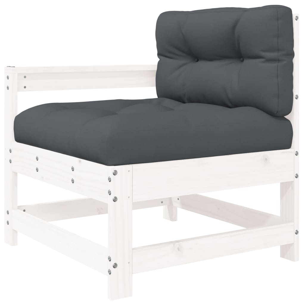 -Delige Loungeset Met Kussens Massief Hout Wit Wit grenenhout