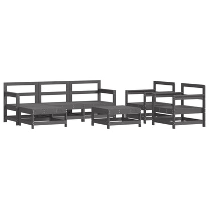 -Delige Loungeset Met Kussens Massief Hout Grijs Grijs grenenhout