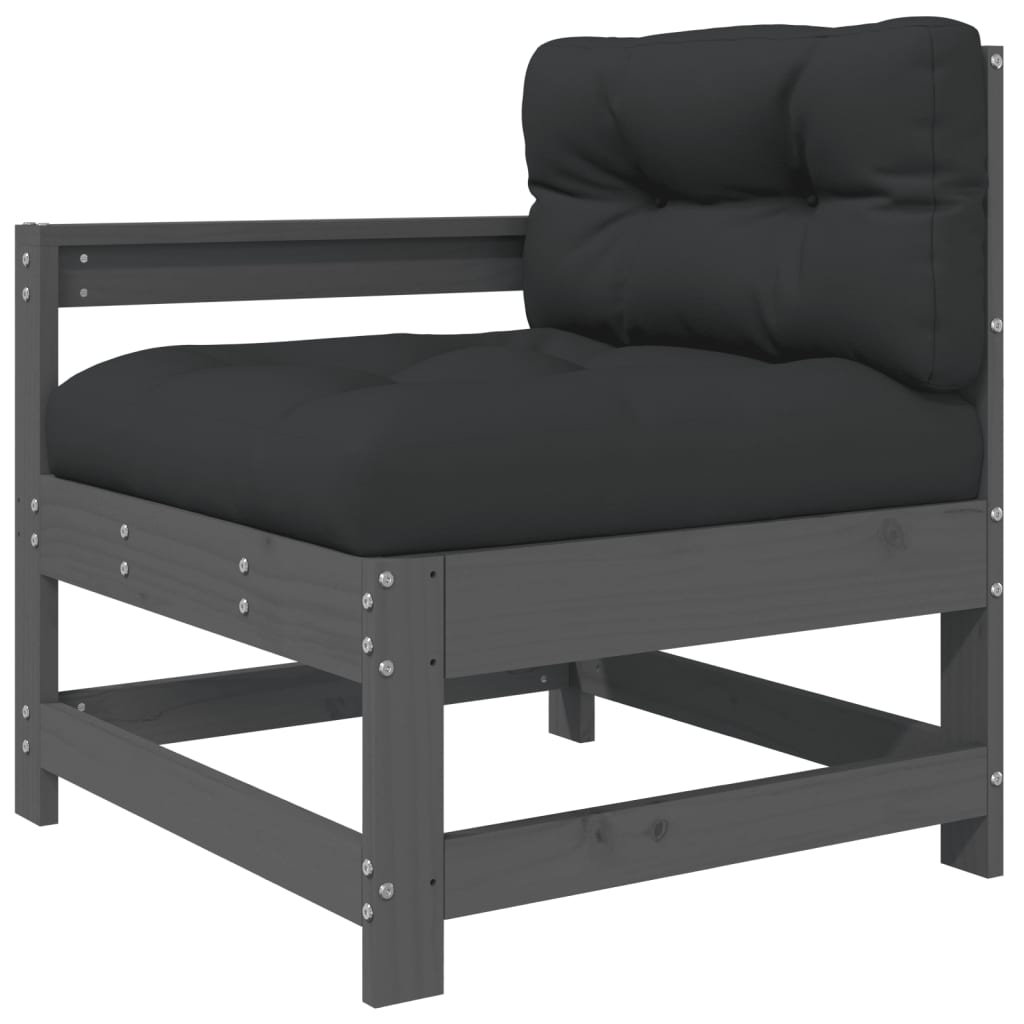 -Delige Loungeset Met Kussens Massief Hout Grijs Grijs grenenhout