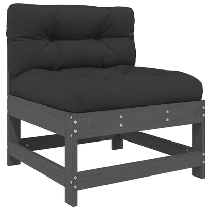 -Delige Loungeset Met Kussens Massief Hout Grijs Grijs grenenhout