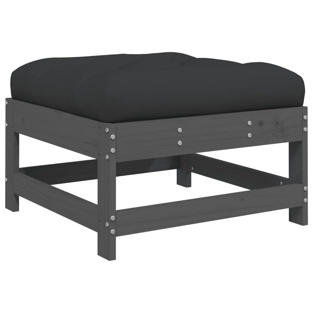 -Delige Loungeset Met Kussens Massief Hout Grijs Grijs grenenhout