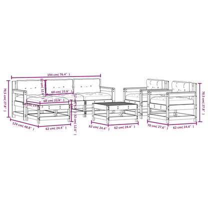 -Delige Loungeset Met Kussens Massief Hout Grijs Grijs grenenhout