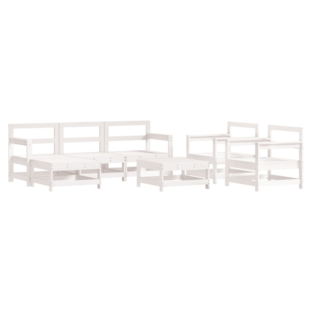 -Delige Loungeset Met Kussens Massief Hout Wit Wit grenenhout