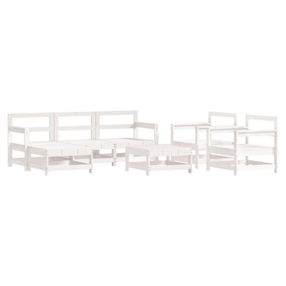 -Delige Loungeset Met Kussens Massief Hout Wit Wit grenenhout