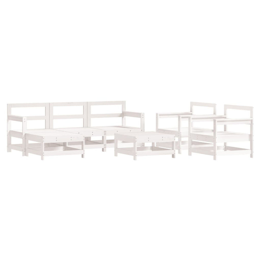 -Delige Loungeset Met Kussens Massief Hout Wit Wit grenenhout