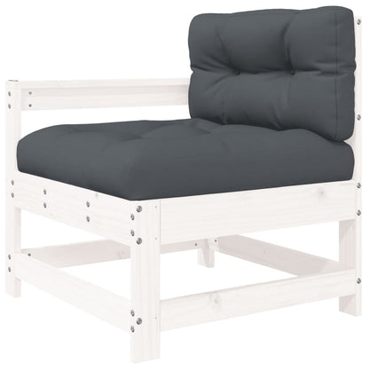-Delige Loungeset Met Kussens Massief Hout Wit Wit grenenhout