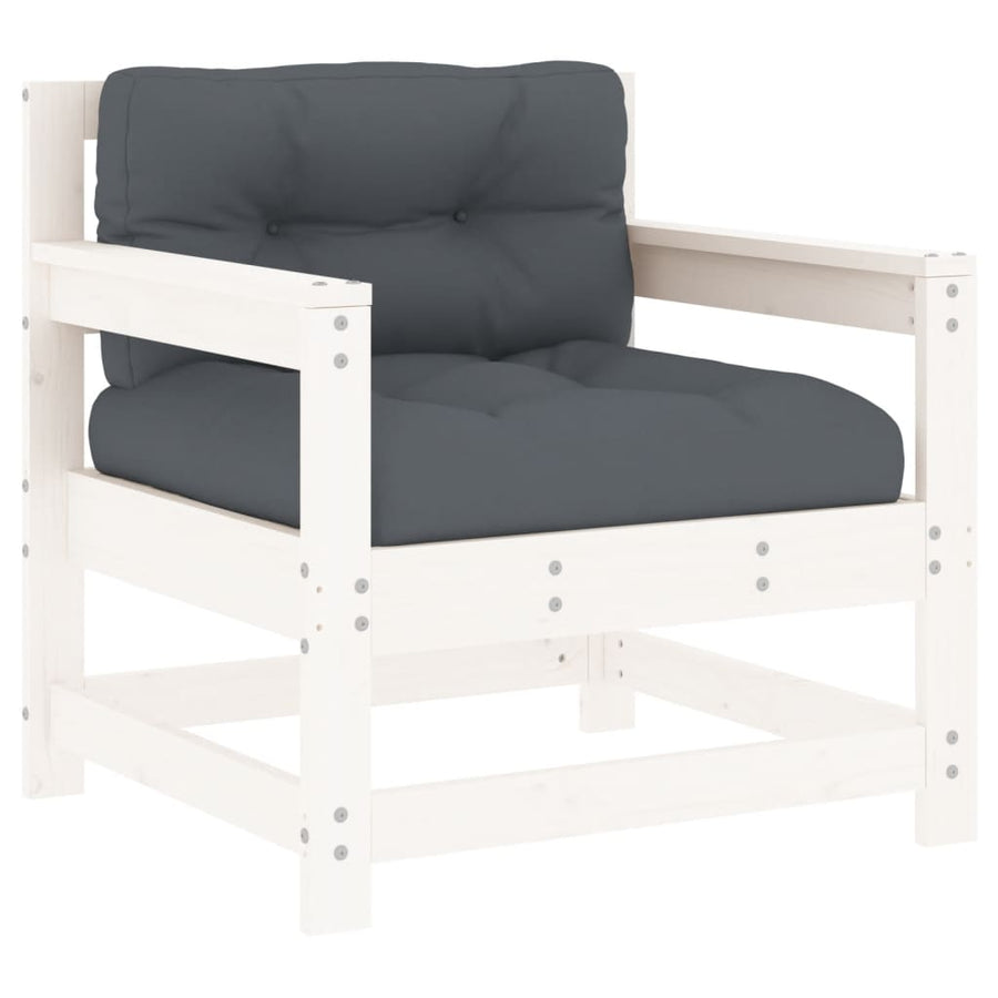-Delige Loungeset Met Kussens Massief Hout Wit Wit grenenhout