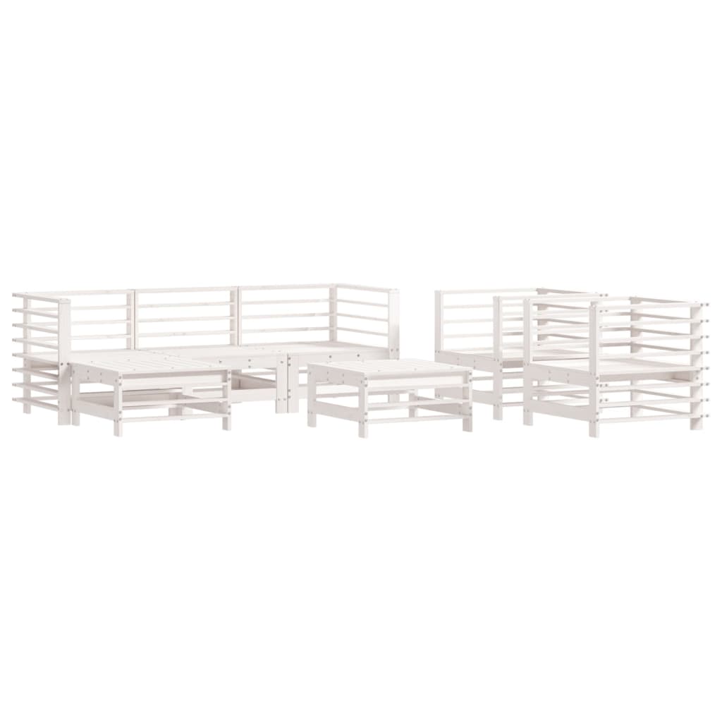 -Delige Loungeset Met Kussens Massief Hout Wit Wit grenenhout