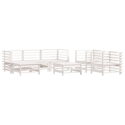 -Delige Loungeset Met Kussens Massief Hout Wit Wit grenenhout