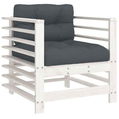 -Delige Loungeset Met Kussens Massief Hout Wit Wit grenenhout