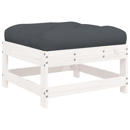 -Delige Loungeset Met Kussens Massief Hout Wit Wit grenenhout