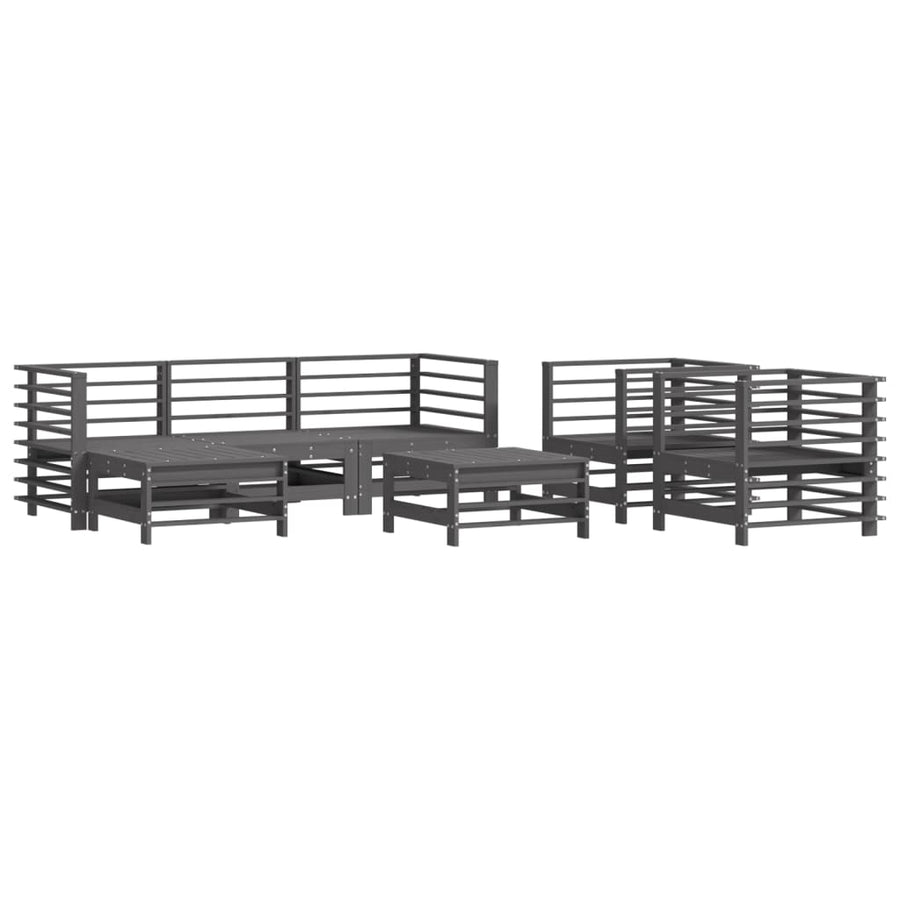 -Delige Loungeset Met Kussens Massief Hout Grijs Grijs grenenhout