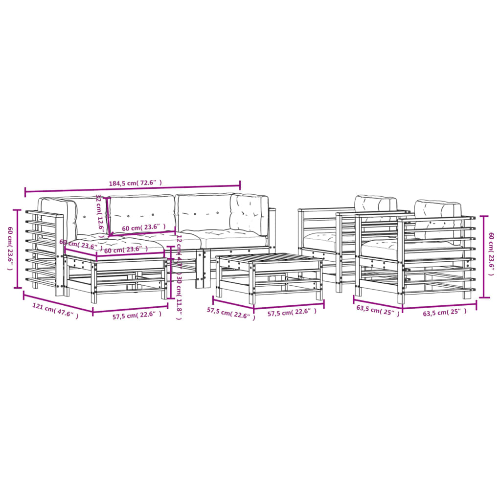 -Delige Loungeset Met Kussens Massief Hout Grijs Grijs grenenhout