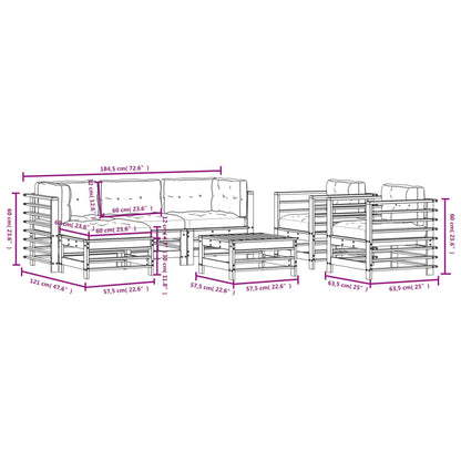 -Delige Loungeset Met Kussens Massief Hout Grijs Grijs grenenhout