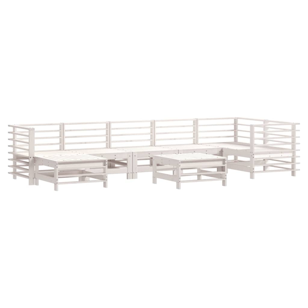-Delige Loungeset Met Kussens Massief Hout Wit Wit grenenhout