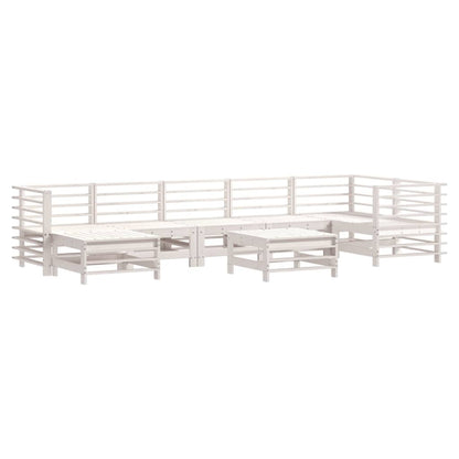 -Delige Loungeset Met Kussens Massief Hout Wit Wit grenenhout