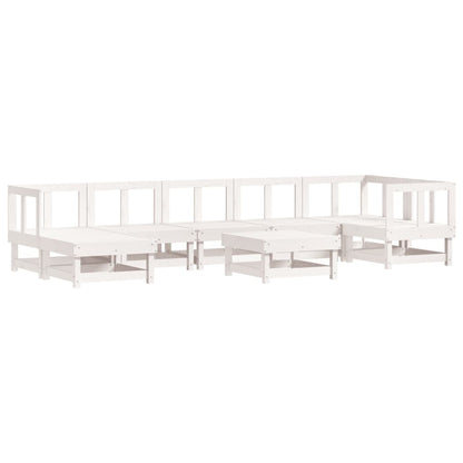-Delige Loungeset Met Kussens Massief Hout Wit Wit grenenhout