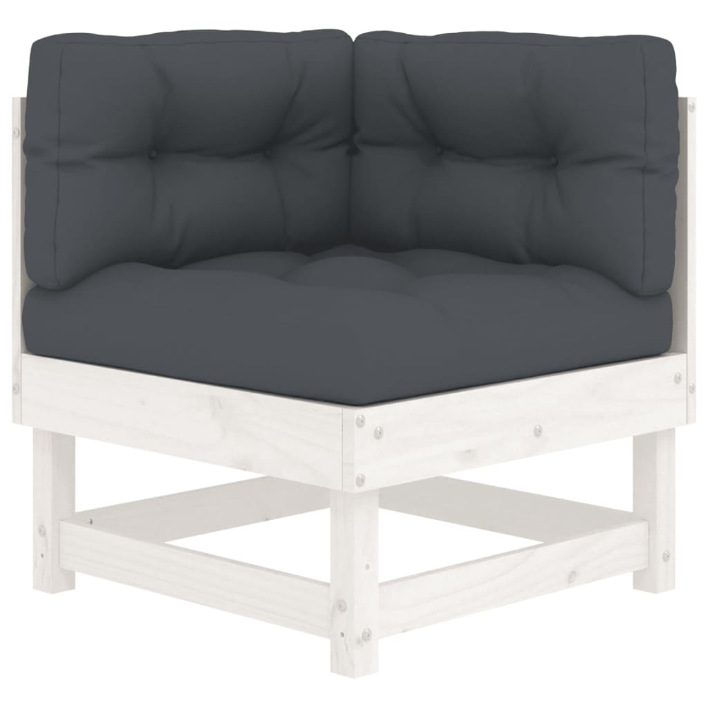 -Delige Loungeset Met Kussens Massief Hout Wit Wit grenenhout