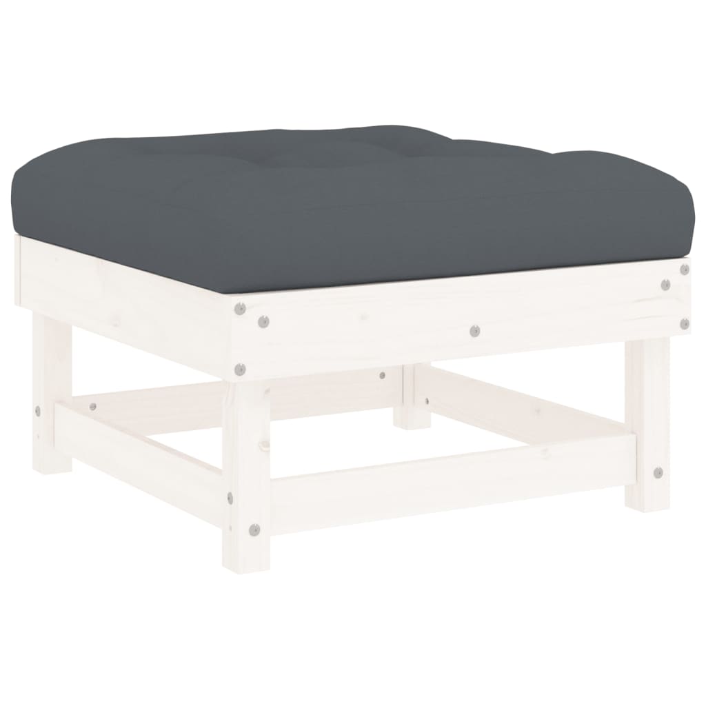 -Delige Loungeset Met Kussens Massief Hout Wit Wit grenenhout