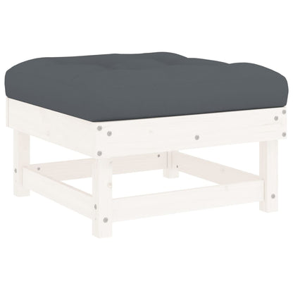 -Delige Loungeset Met Kussens Massief Hout Wit Wit grenenhout