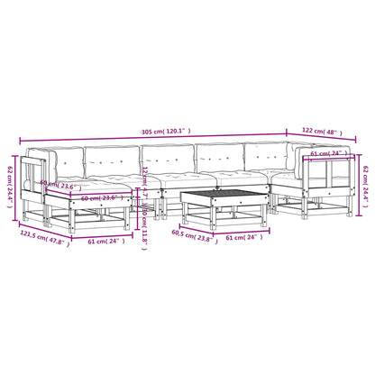 -Delige Loungeset Met Kussens Massief Hout Wit Wit grenenhout