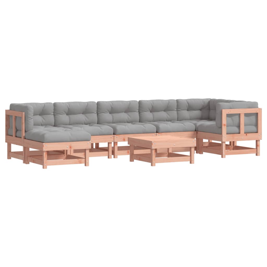 -Delige Loungeset Met Kussens Massief Douglashout Natuurlijk douglashout