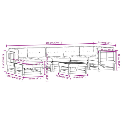 -Delige Loungeset Met Kussens Massief Douglashout Natuurlijk douglashout