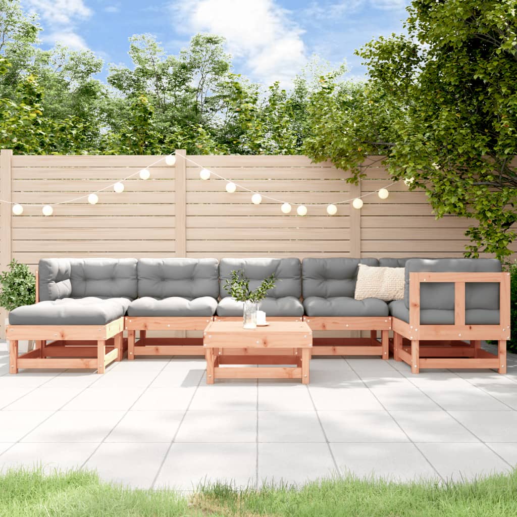 -Delige Loungeset Met Kussens Massief Douglashout Natuurlijk douglashout