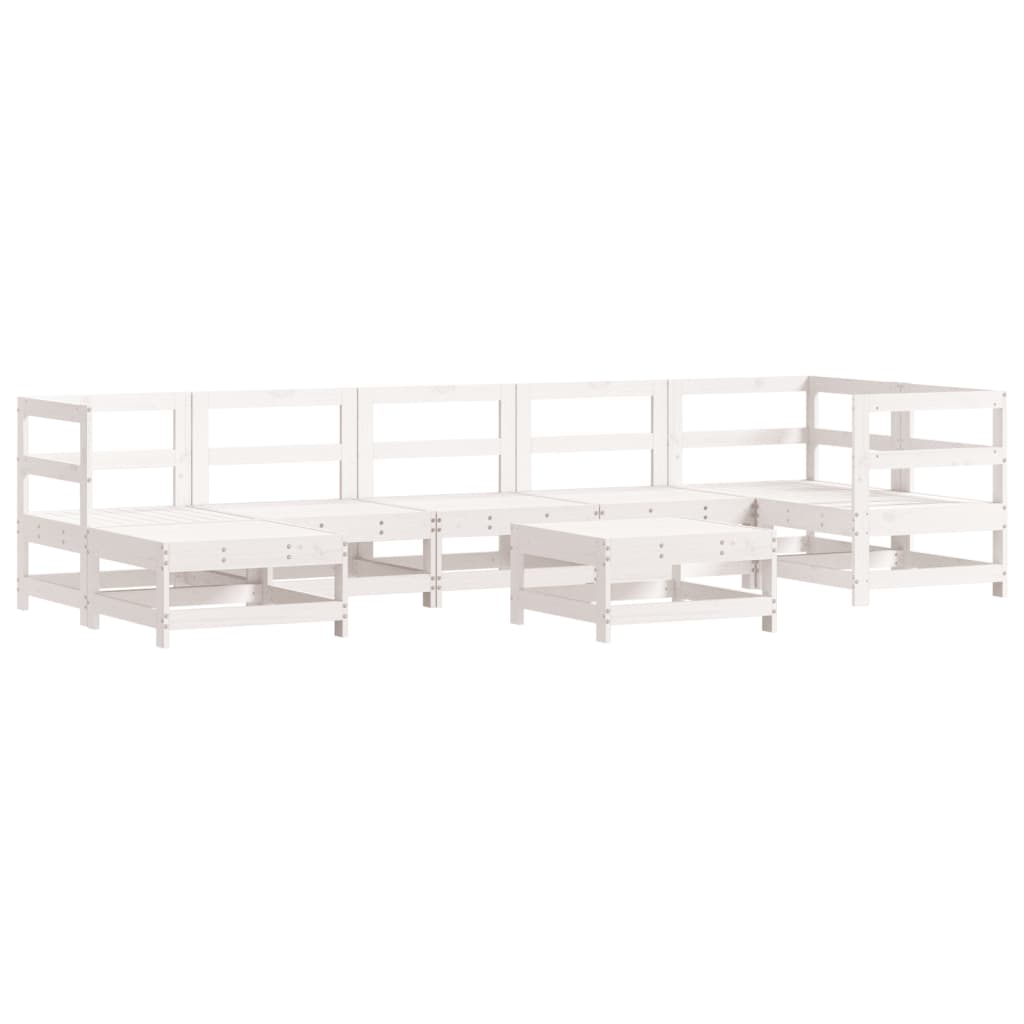 Loungeset Met Kussens Massief Hout Wit Wit grenenhout